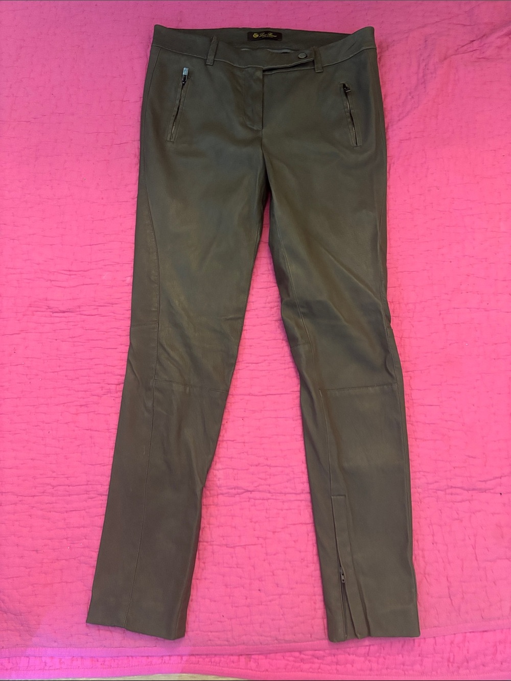 Loro Piana gray 100% Leather skinny pants, M